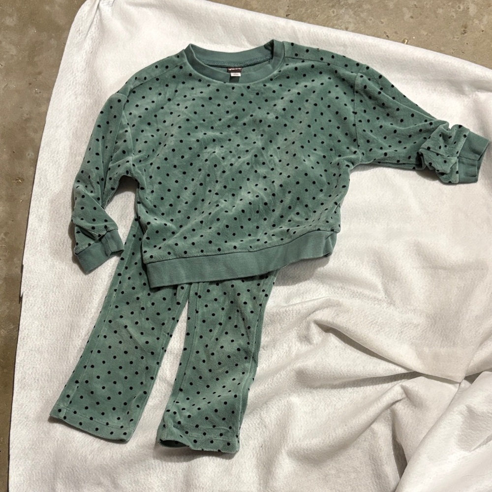 Tea Collection Teal and Black Dot Pajama Set